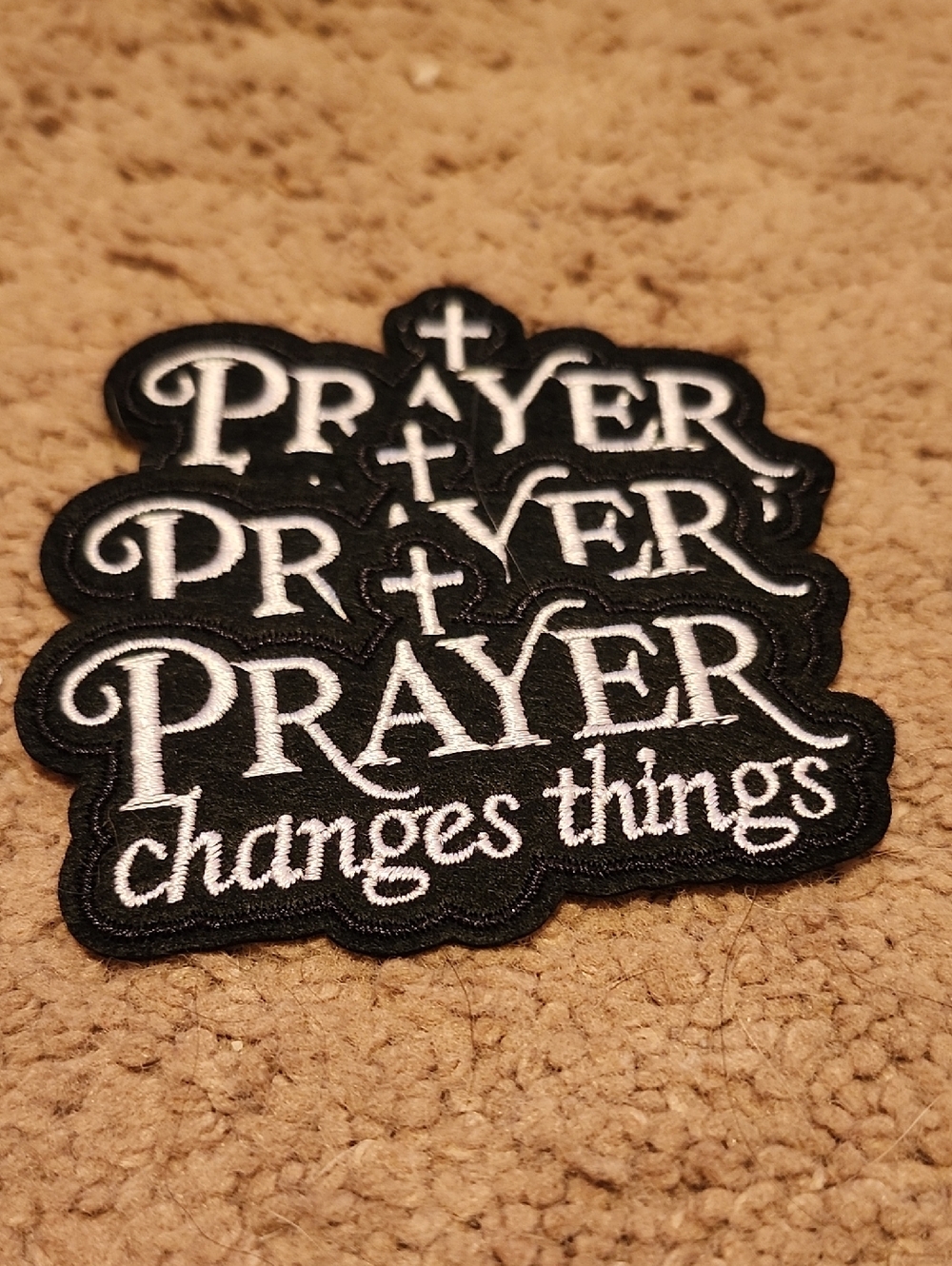 9 Prayer Changes Things Black & White Iron-On Patches